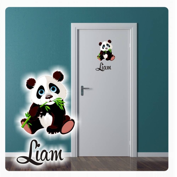 Türaufkleber Panda Bär Name Wunschname Digitaldruck Wandtattoo Türtattoo DT049