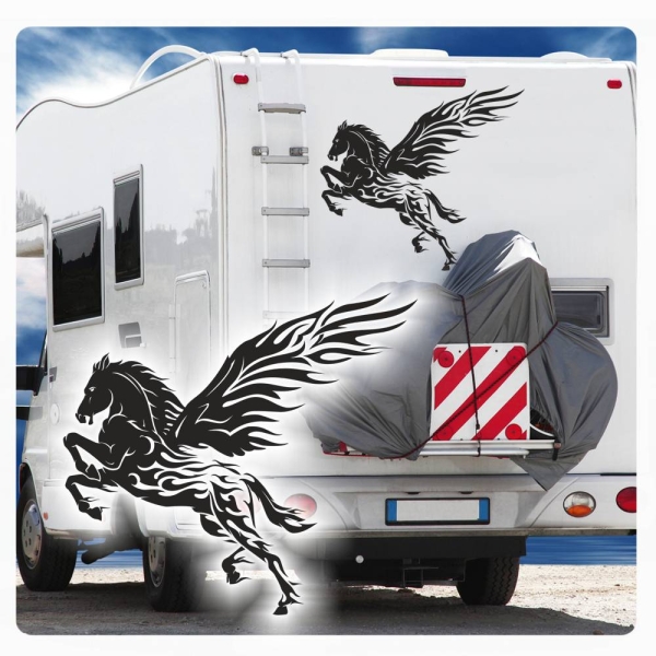 Flames Pegasus Pferd Sticker Aufkleber Autoaufkleber Wohnmobil Caravan Wohnwagen WoMo067