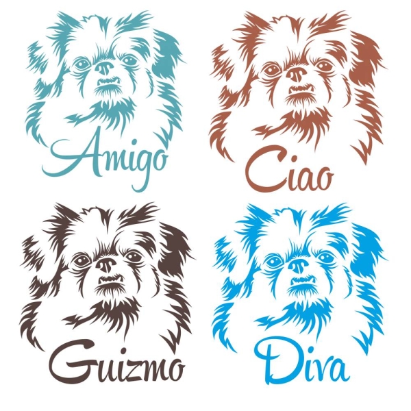 Pekinese Name Autoaufkleber Hundeaufkleber Sticker Aufkleber Hunde Pfoten A2095