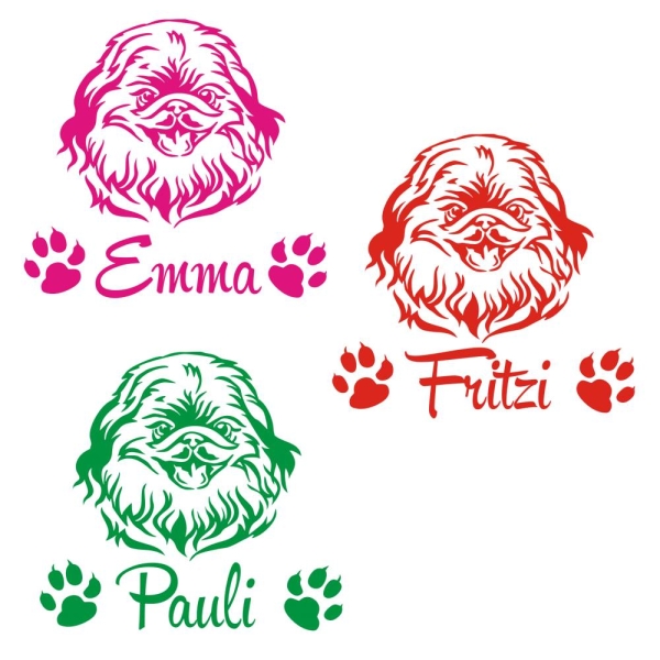 Hundeaufkleber Pekinese Name Autoaufkleber A339