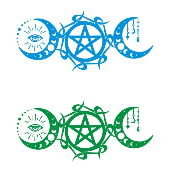 Dreifachgöttin Mond Wiccan Pentakel Pentagramm Aufkleber Auto Sticker Autoaufkleber Hexe Hexen A193