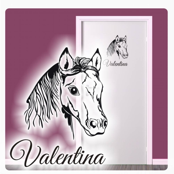 Türaufkleber Pferd Name Pony Wandtattoo Kinderzimmer Tür Aufkleber Sticker T112