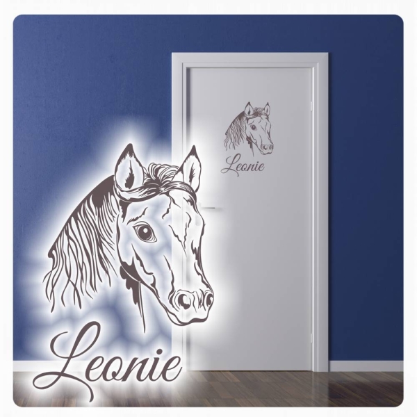 Türaufkleber Pferd Name Pony Wandtattoo Kinderzimmer Tür Aufkleber Sticker T112