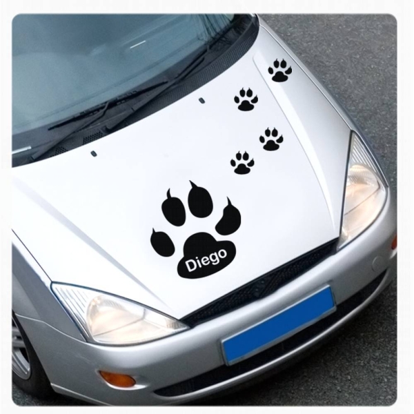 Hundepfote Name Aufkleber Autoaufkleber Hund Pfote Sticker  A1113