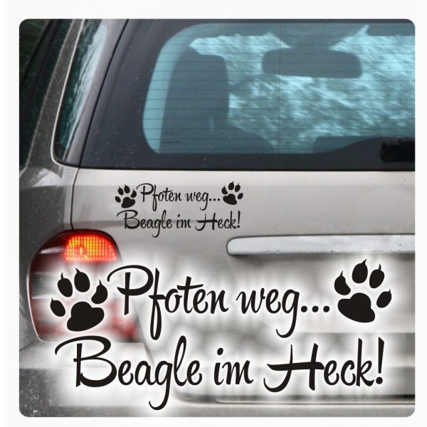 Pfoten weg... Beagle im Heck Auto Aufkleber Autoaufkleber Pfoten A949