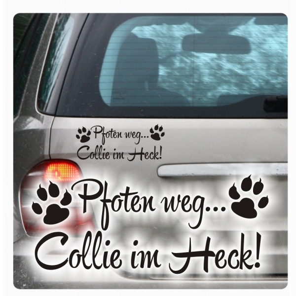 Pfoten weg... Collie  im Heck Auto Aufkleber Autoaufkleber Pfoten A946