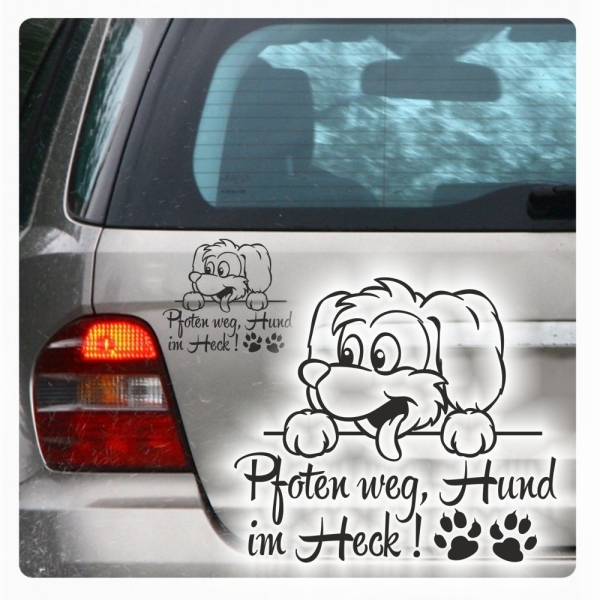 Pfoten weg, Hund im Heck! Autoaufkleber Hundeaufkleber Sticker Auto A2091