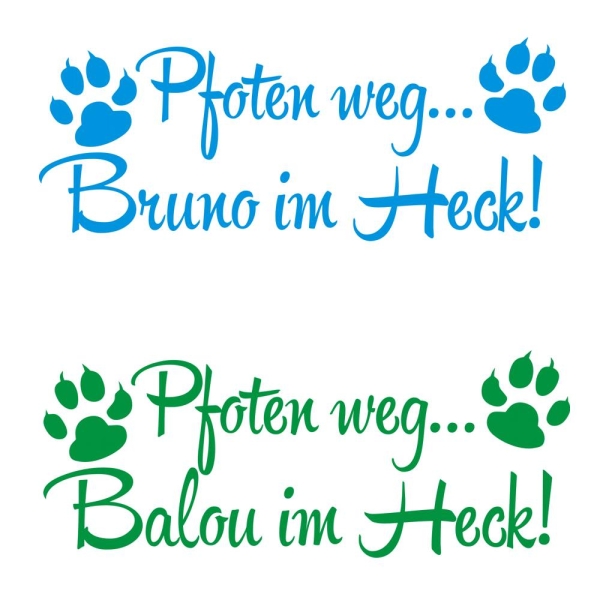 Pfoten weg... Name im Heck Auto Aufkleber Autoaufkleber Sticker Pfote A4019