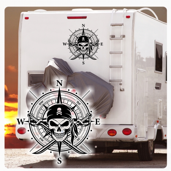 Pirat Kompass Rose Compass Wohnmobil Aufkleber Wohnwagen Caravan Wohnwagen Sticker WoMo310