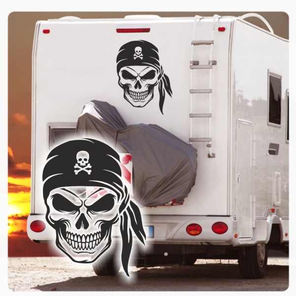 Pirat Kopf Skull Wohnmobil Aufkleber Wohnwagen Caravan Wohnwagen Sticker WoMo512