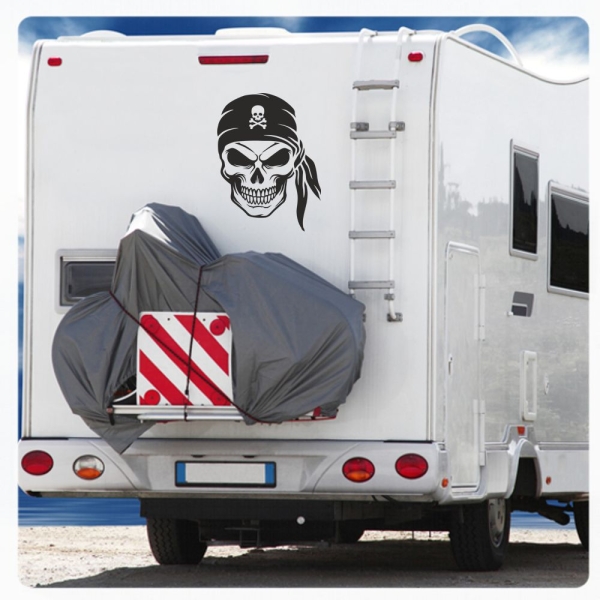 Pirat Kopf Skull Wohnmobil Aufkleber Wohnwagen Caravan Wohnwagen Sticker WoMo512