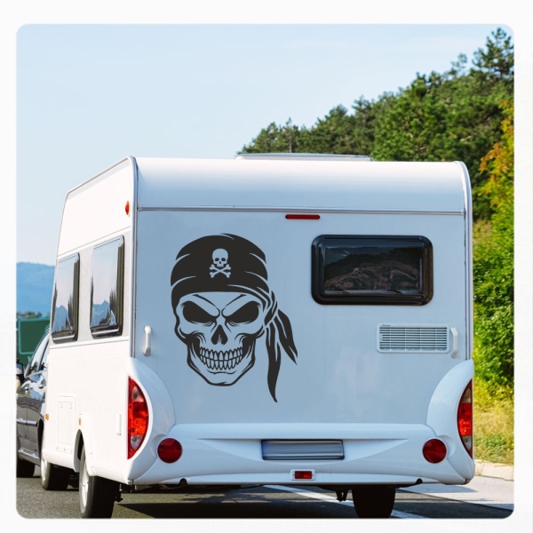 Pirat Kopf Skull Wohnmobil Aufkleber Wohnwagen Caravan Wohnwagen Sticker WoMo512
