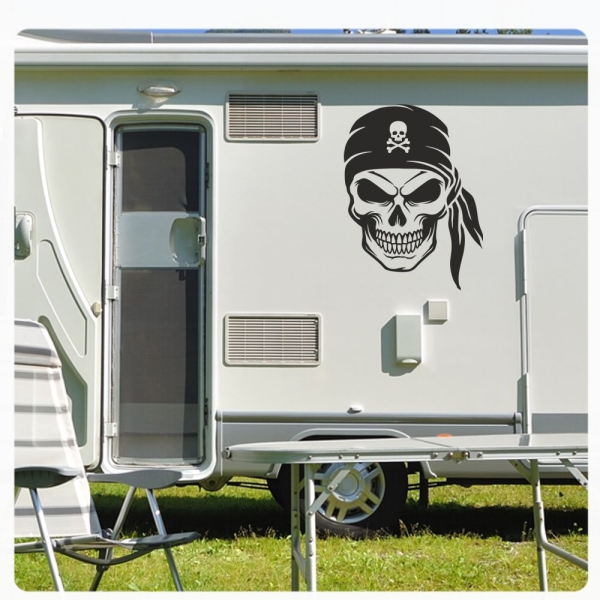 Pirat Kopf Skull Wohnmobil Aufkleber Wohnwagen Caravan Wohnwagen Sticker WoMo512