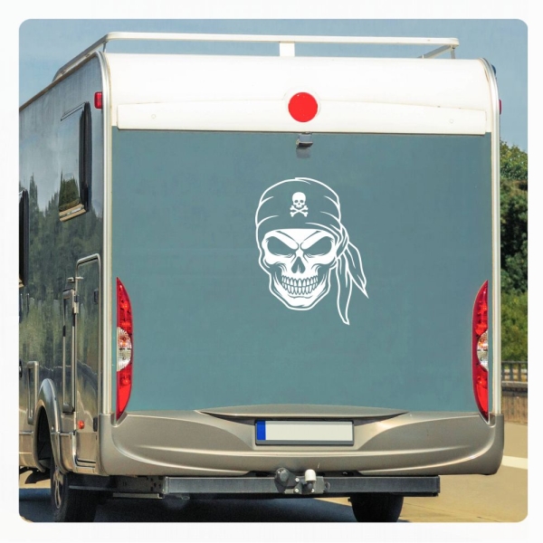 Pirat Kopf Skull Wohnmobil Aufkleber Wohnwagen Caravan Wohnwagen Sticker WoMo512