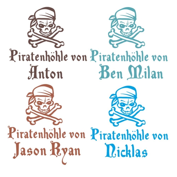 Pirat  Piratenhöhle Name Türaufkleber Wandtattoo T551