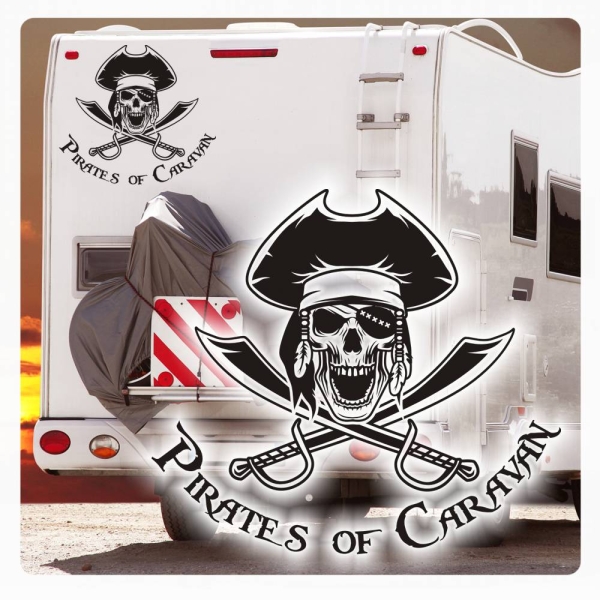 Pirates of Caravan Skull Pirat Wohnmobil Aufkleber Wohnwagen Sticker WoMo263