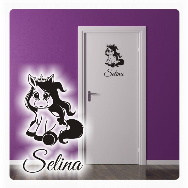 Türaufkleber Pony Prinzessin Prinz Name Wandtattoo Tür Aufkleber T140