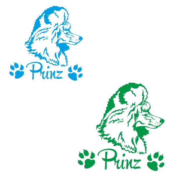 Hundeaufkleber Pudel Zwergpudel Königspudel Name Auto Aufkleber Sticker A523