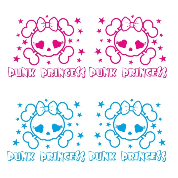 Punk Princess Skull Girl Rockabilly Auto Aufkleber 2er SET Sticker A2088