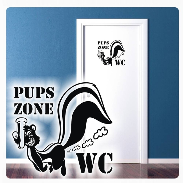 Pups Zone WC Tür Aufkleber Badezimmertür Toiletten Tür Aufkleber Wandtattoo T039