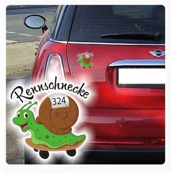 Autoaufkleber Schnecke Rennschnecke Auto Aufkleber Lustig Fun Sticker DA014