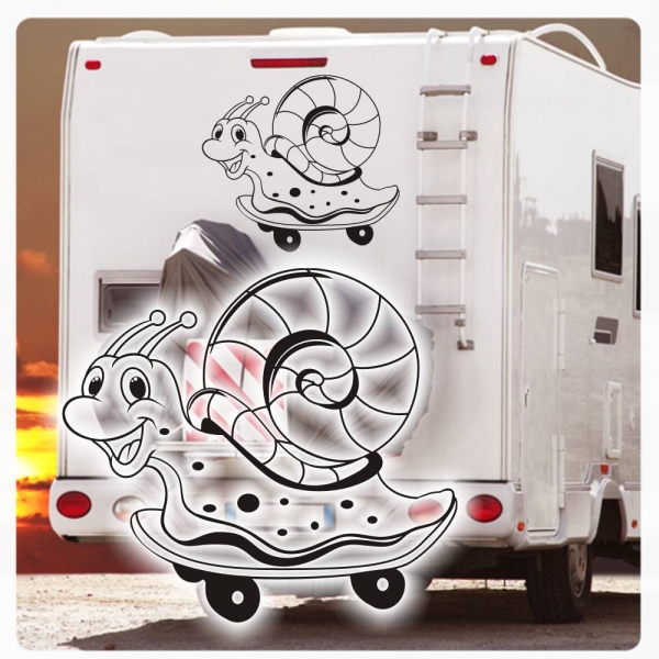 Wohnmobil Aufkleber Rennschnecke Wohnwagen Sticker WoMo Caravan WoMo182