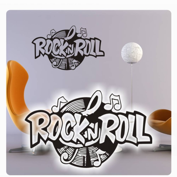Wandtattoo Rock´n Roll Wandaufkleber Retro Musik Music Küche Kaffee Bad WC W633