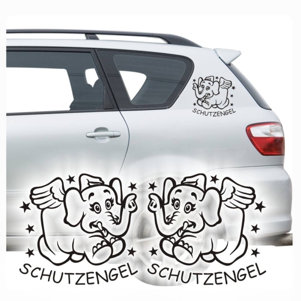 Autoaufkleber Schutzengel 2er Auto Aufkleber Elefant Stern A1172