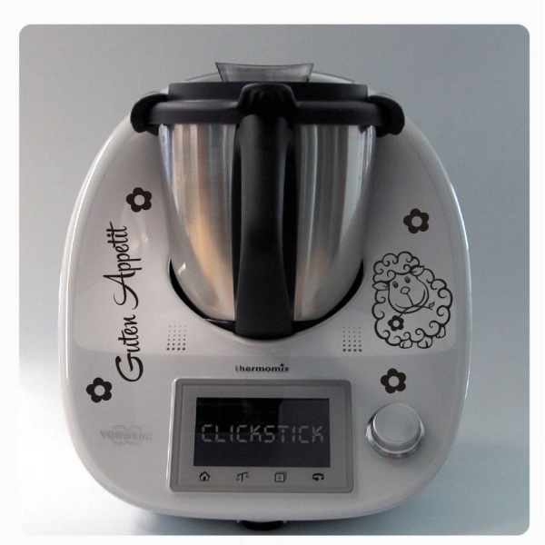 Wunschtext Schaf Blumen Aufkleber Sticker für Thermomix TM5 TM 5 Tattoo TH364