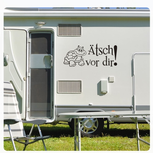 Ätsch vor dir! Wohnmobil Aufkleber Wohnwagen Caravan Turtle Schildkröte Sticker WoMo009