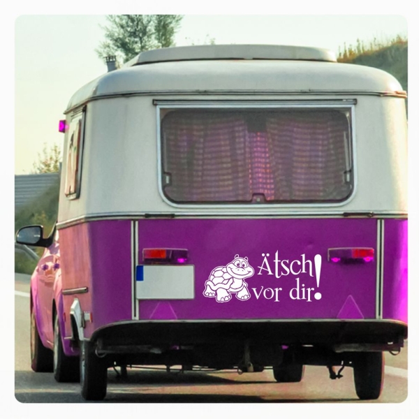 Ätsch vor dir! Wohnmobil Aufkleber Wohnwagen Caravan Turtle Schildkröte Sticker WoMo009