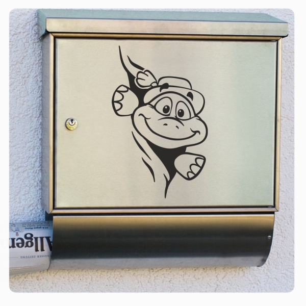 Briefkastenaufkleber Schildkröte mit Hut schaut raus Aufkleber Sticker B022