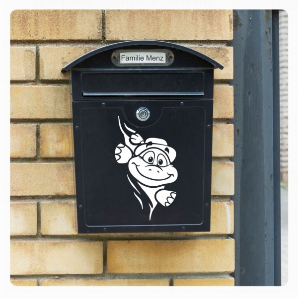 Briefkastenaufkleber Schildkröte mit Hut schaut raus Aufkleber Sticker B022
