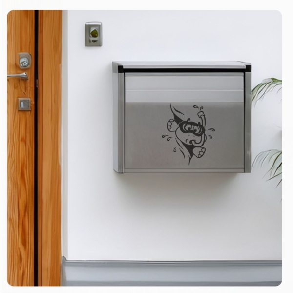 Briefkastenaufkleber Schildkröte Taucher schaut raus Aufkleber Sticker B025