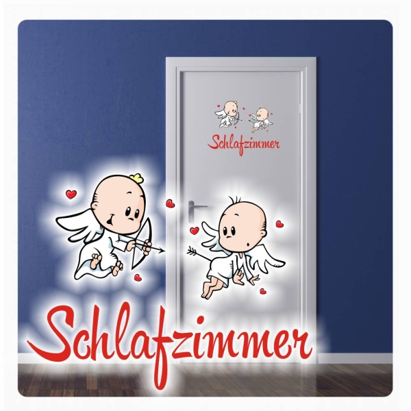 Türaufkleber Schlafzimmer Herzen Amor Digitaldruck Wandtattoo Türtattoo DT074