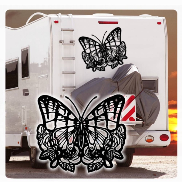 Schmetterling Rosen Butterfly Wohnmobil Aufkleber Wohnwagen  WoMo092