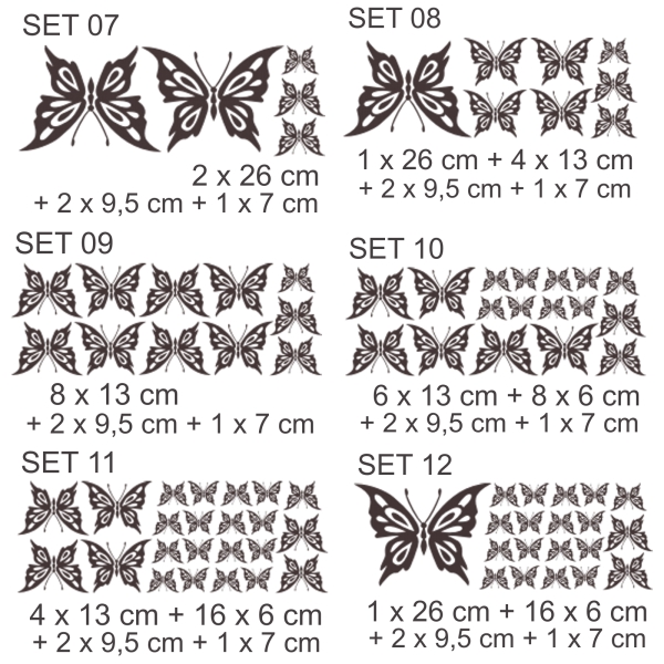 Schmetterlinge Butterfly SET Wandtattoo Wandaufkleber W379