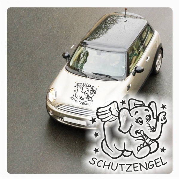 Auto Aufkleber Schutzengel Elefant Sterne Motorhaube Engel Sticker A3021