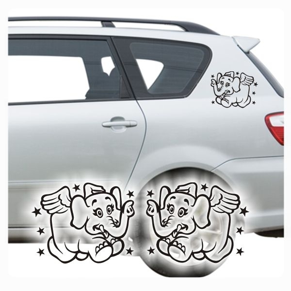 Auto Aufkleber Schutzengel Angel Engel Elefant Autoaufkleber Sticker clickstick A627