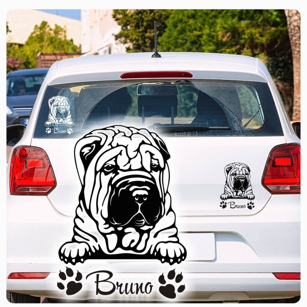 Shar Pei Name Pfoten Autoaufkleber Auto Aufkleber Sticker A872