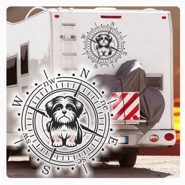 Wohnmobil Aufkleber Shih Tzu Kompass Wohnwagen Caravan Sticker WoMo484