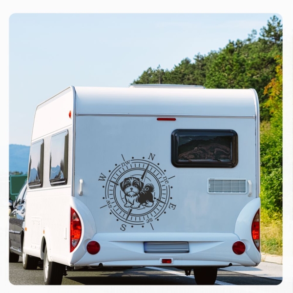 Wohnmobil Aufkleber Shih Tzu Kompass Wohnwagen Caravan Sticker WoMo499