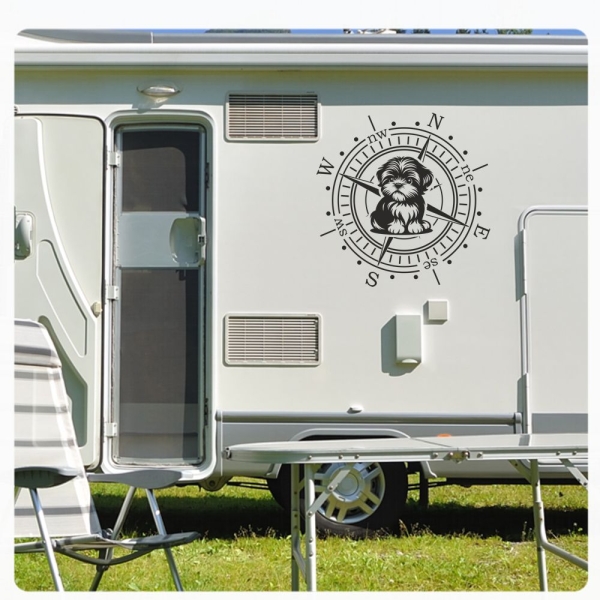 Wohnmobil Aufkleber Shih Tzu Kompass Wohnwagen Caravan Sticker WoMo498