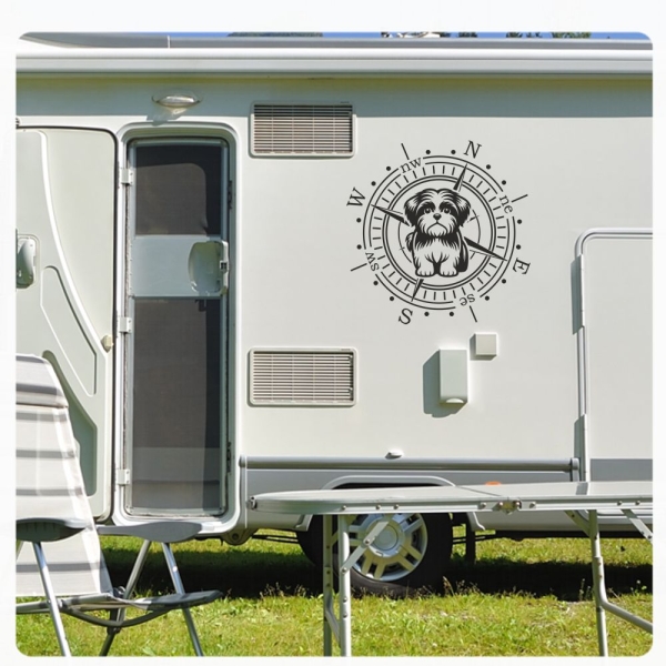 Wohnmobil Aufkleber Shih Tzu Kompass Wohnwagen Caravan Sticker WoMo484