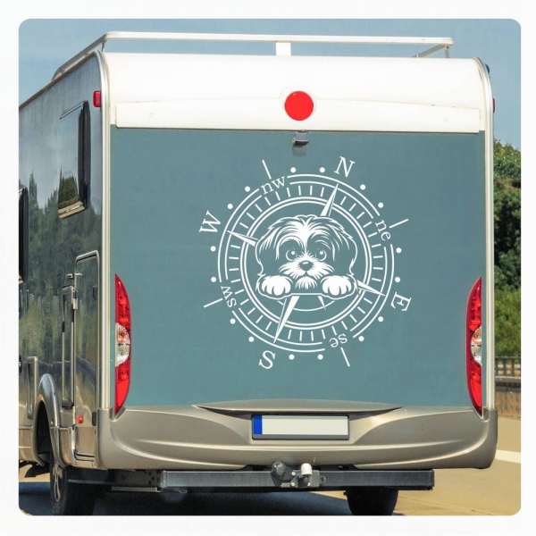 Wohnmobil Aufkleber Shih Tzu Kompass Wohnwagen Caravan Sticker WoMo497