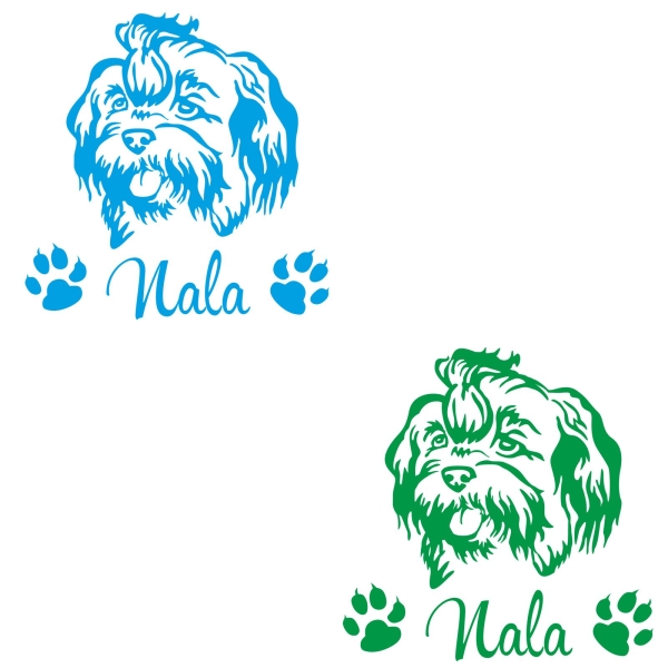 Hundeaufkleber Shih Tzu Name Autoaufkleber A342