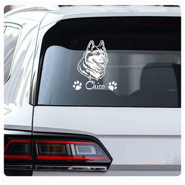 Hundeaufkleber Siberian Husky Name Autoaufkleber A345