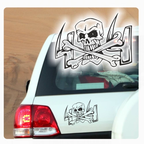 Autoaufkleber Offroad Skull 4x4 Crossbones Totenkopf Allrad Auto Aufkleber A4068