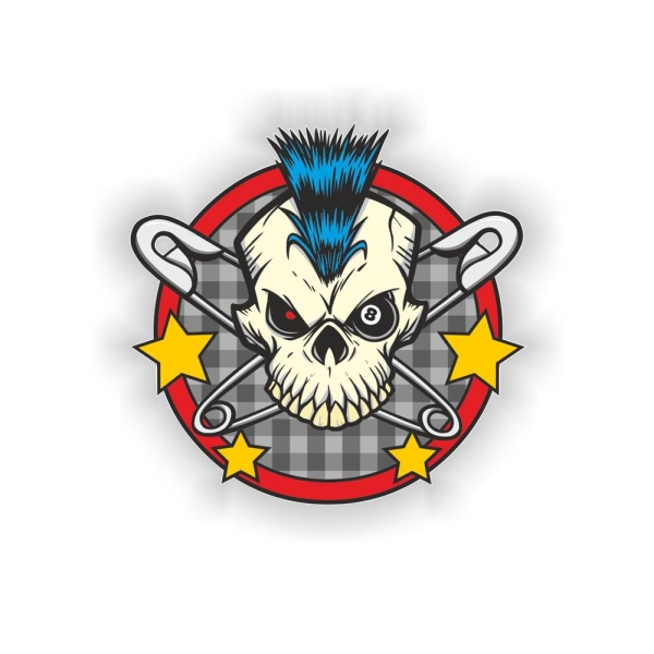 Punk Skull Aufkleber Autoaufkleber Sticker Eightball Sicherheitsnadel DA2015