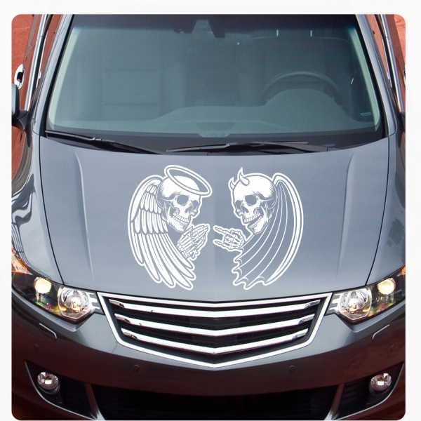 Skull Totenkopf Engel Teufel Motorhauben Autoaufkleber Auto Aufkleber Sticker A4265